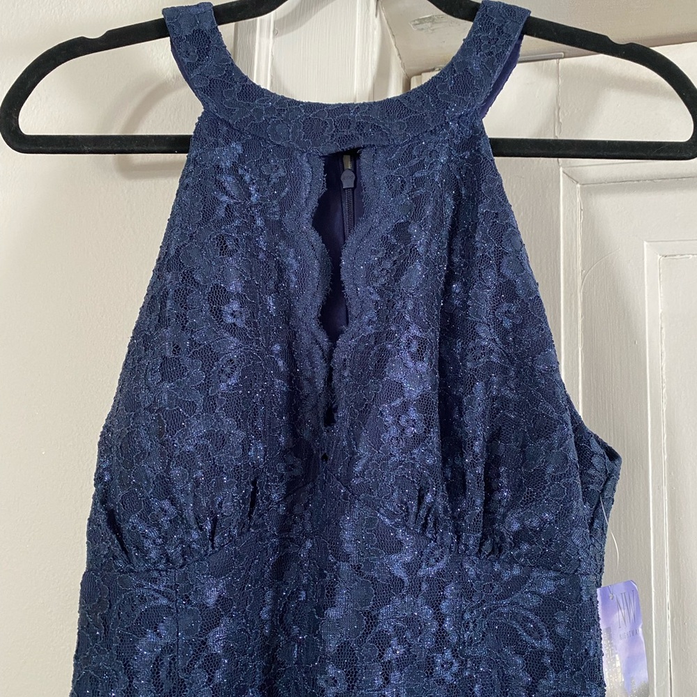 Night Way Collections Navy Lace Gown